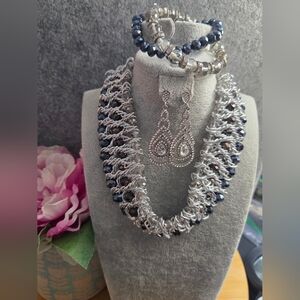 Silver and Blue Jewelry Set